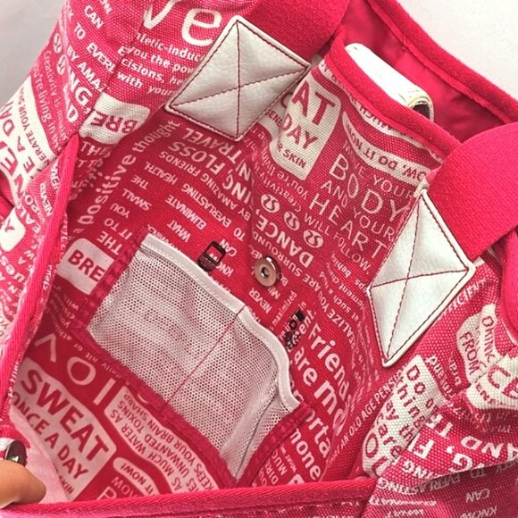 Lululemon Rare Manifesto Canvas Shoulder Bag Pink White Print + Washable Pouch - Picture 10 of 16